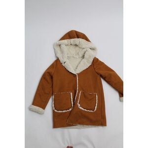 Girls SHEIN White Faux Fur Zip Jacket – Size 7Y